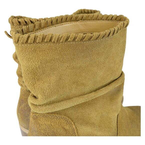 Patricia Nash Booties Raw Distressed Suede Monte Cognac Ankle Western Boots 7.5 - Picture 3 of 10